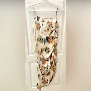 Gorgous Silk Slit Dress, Elegant Print